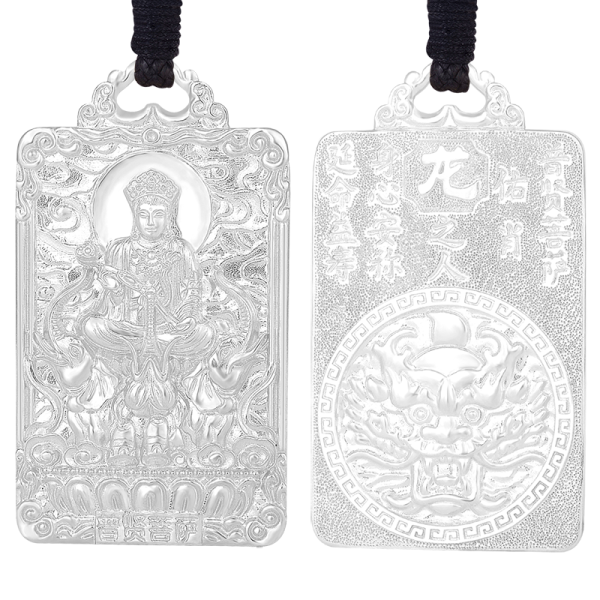 Pt950 Platinum Chinese Zodiac Dragon Guardian - Samantabhadra Buddha Pendant